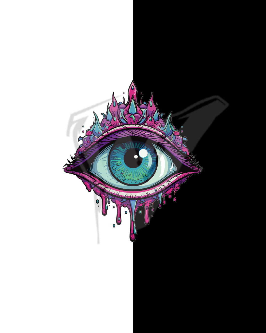 "Mystic Drip Eye" Oversized T-Shirt Black & White WPBW165025