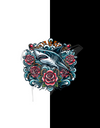 "Rosebite Shark" Oversized T-Shirt Black & White WPBW165029