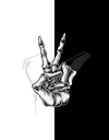 "Skeleton Peace" Oversized T-Shirt Black & White WPBW165057