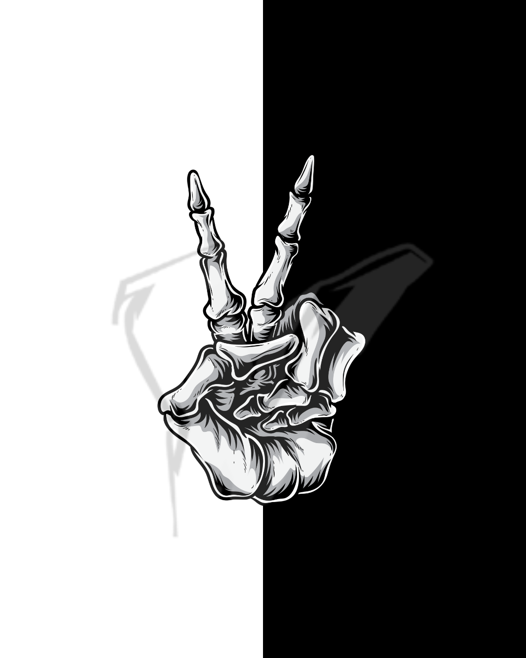 "Skeleton Peace" Oversized T-Shirt Black & White WPBW165057