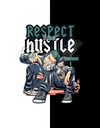 "Respect the Hustle" Oversized T-Shirt Black & White WPBW165053