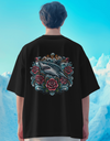 "Rosebite Shark" Oversized T-Shirt Black & White WPBW165029