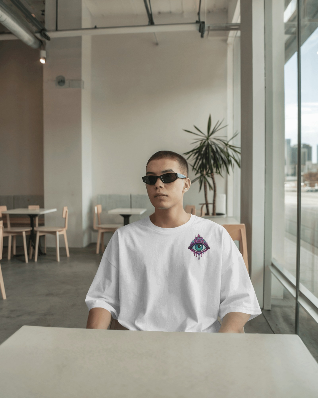 "Mystic Drip Eye" Oversized T-Shirt Black & White WPBW165025