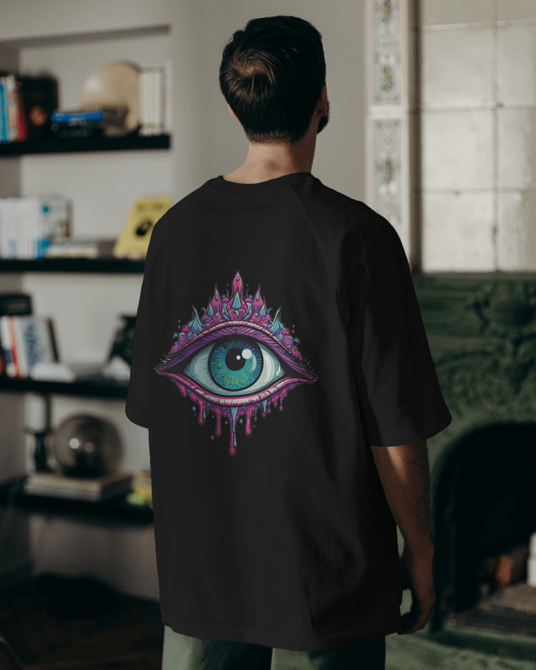 "Mystic Drip Eye" Oversized T-Shirt Black & White WPBW165025