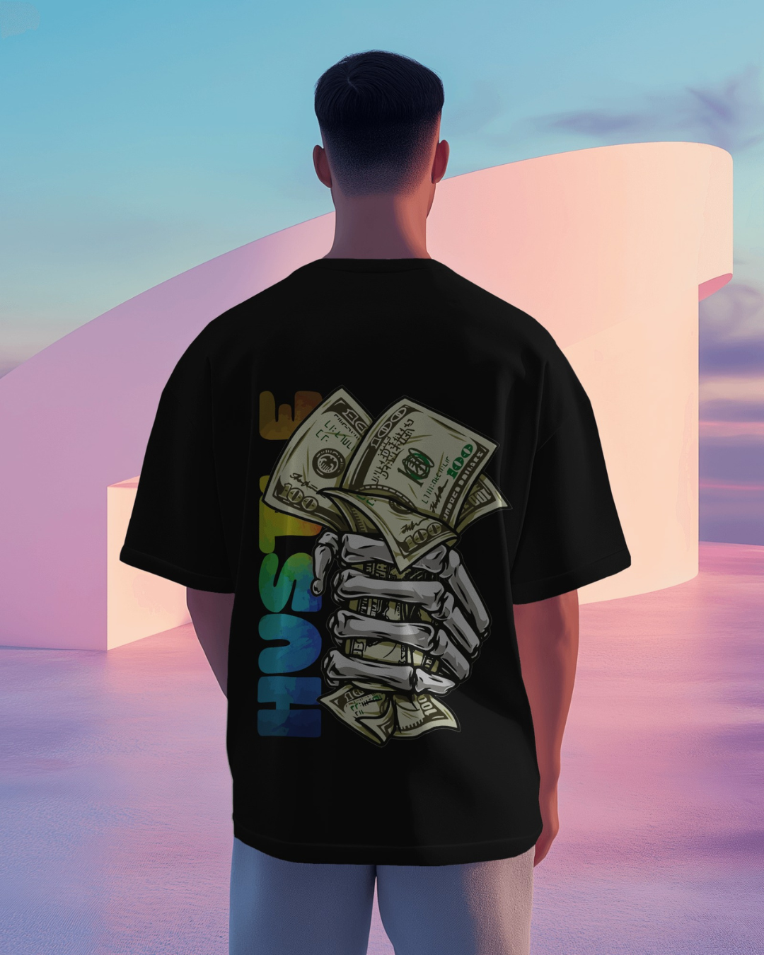 "Grind or Die" Oversized T-Shirt Black & White WPBW165049