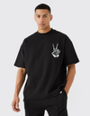 "Skeleton Peace" Oversized T-Shirt Black & White WPBW165057