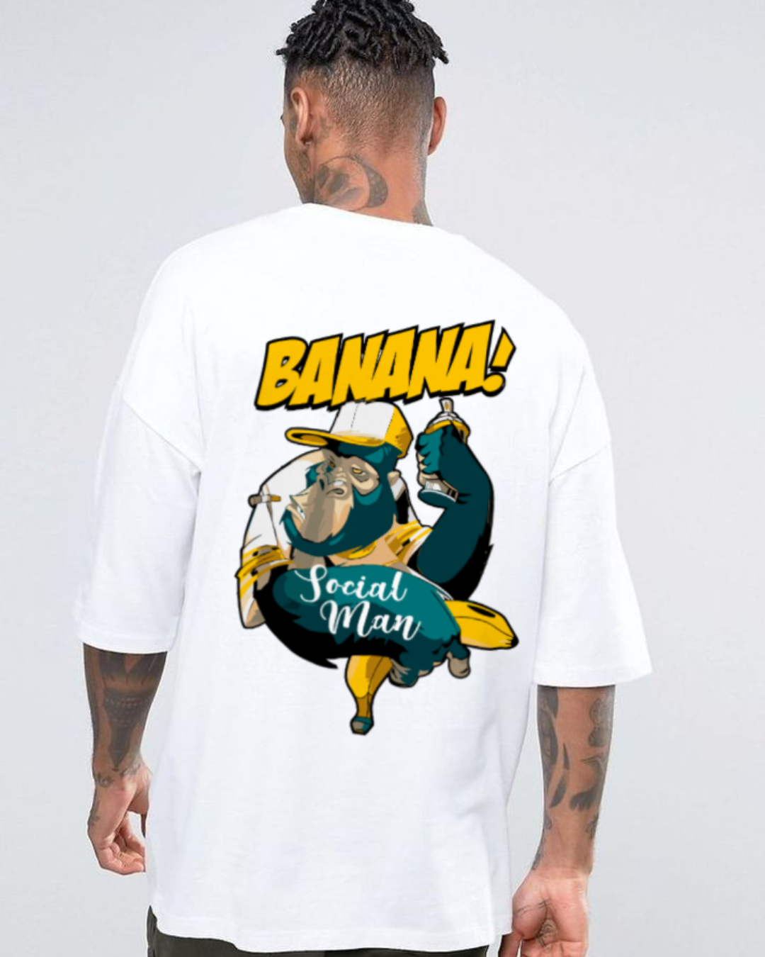 "Banana Social" Oversized T-Shirt Black & White WPBW165054