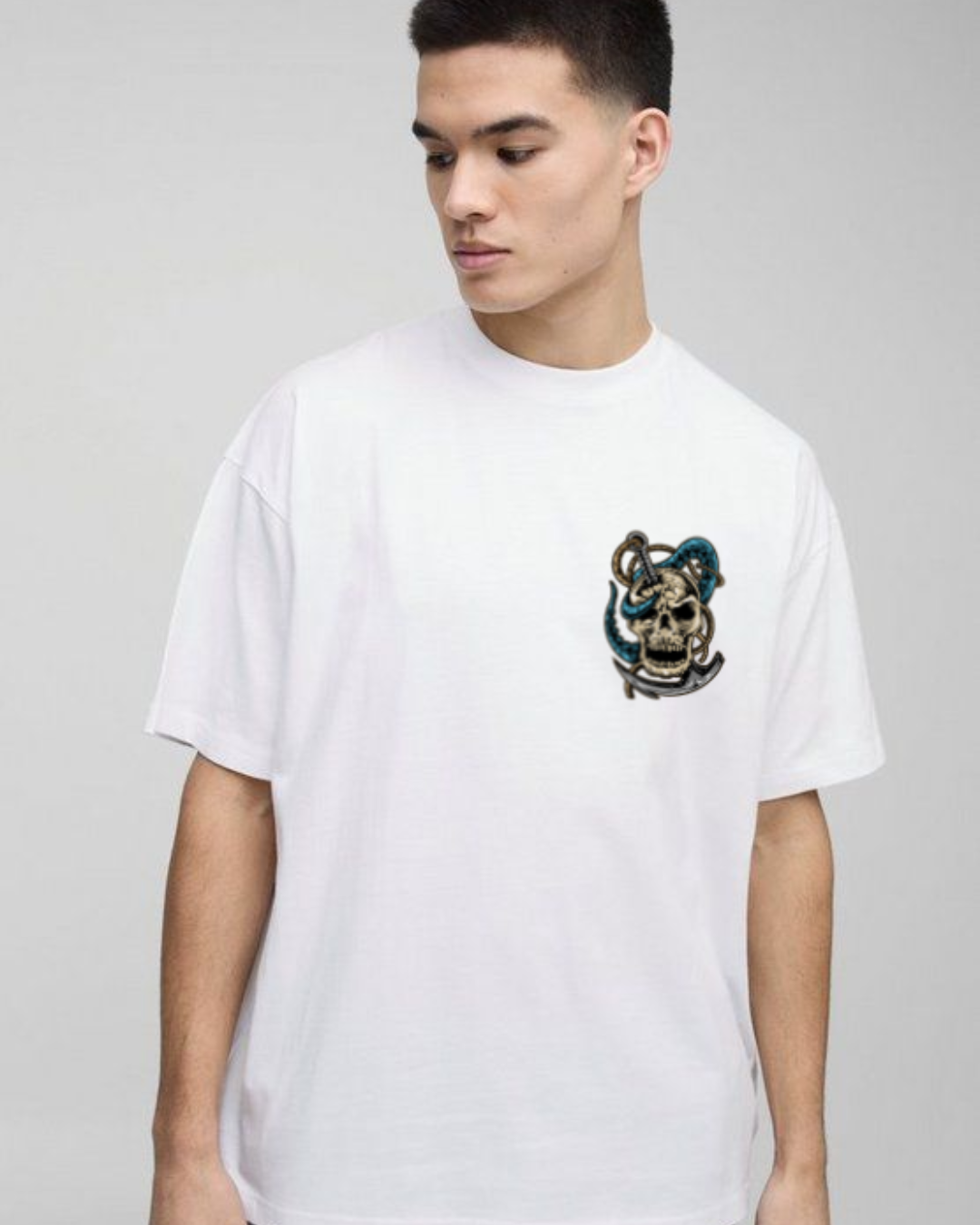 "Pirate's Wrath" Oversized T-Shirt Black & White WPBW165056