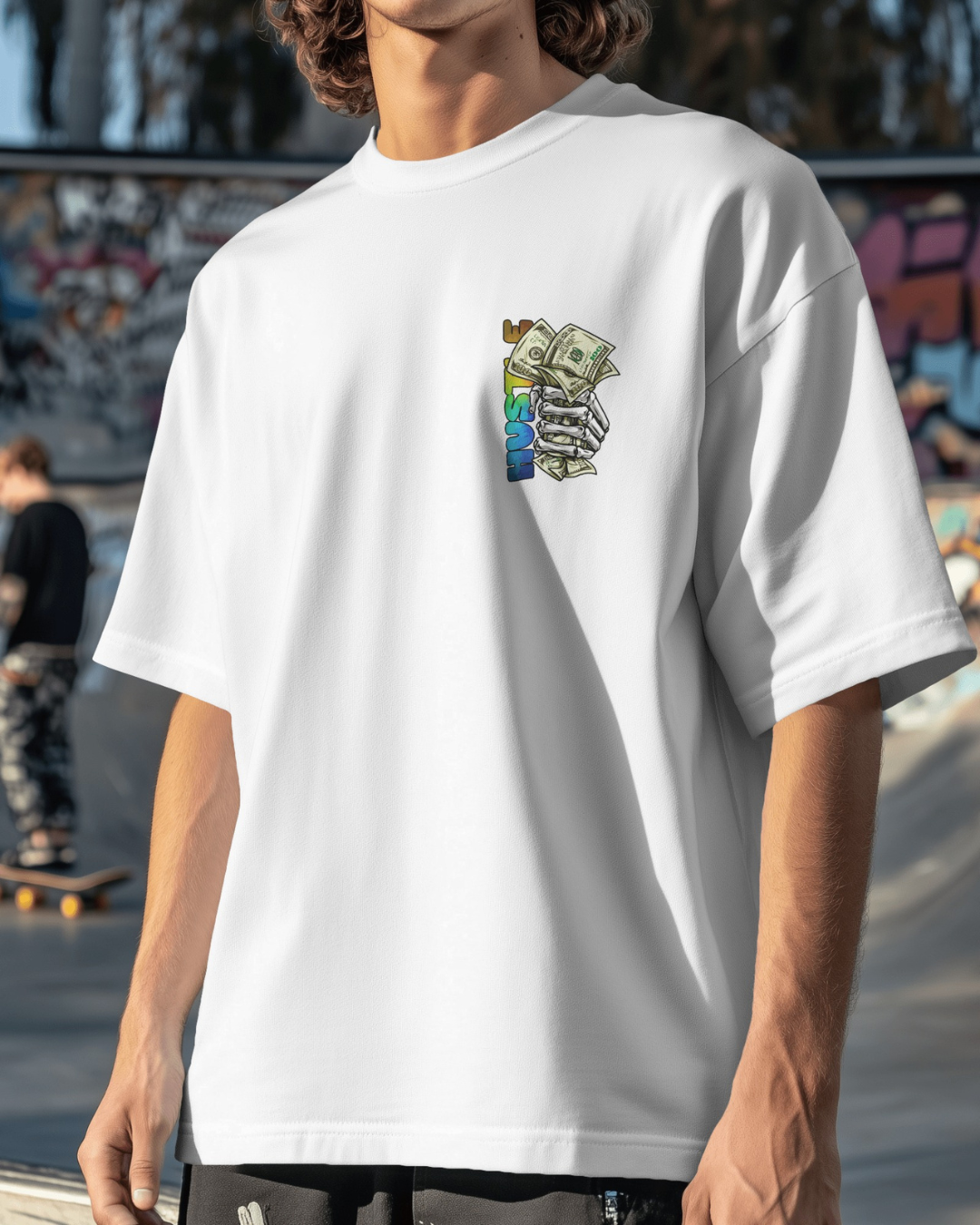 "Grind or Die" Oversized T-Shirt Black & White WPBW165049