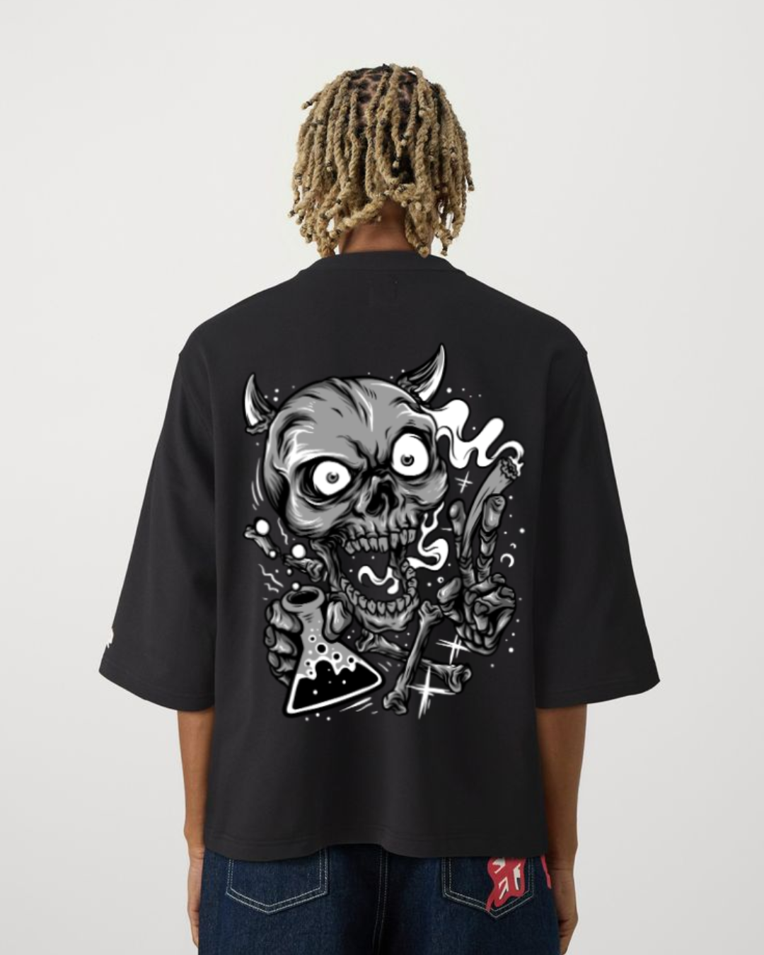 "Toxic Skull" Oversized T-Shirt Black & White WPBW165055