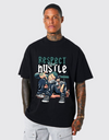 "Respect the Hustle" Oversized T-Shirt Black & White WPBW165053