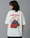 "Baby Driver X" Oversized T-Shirt White WPW165039