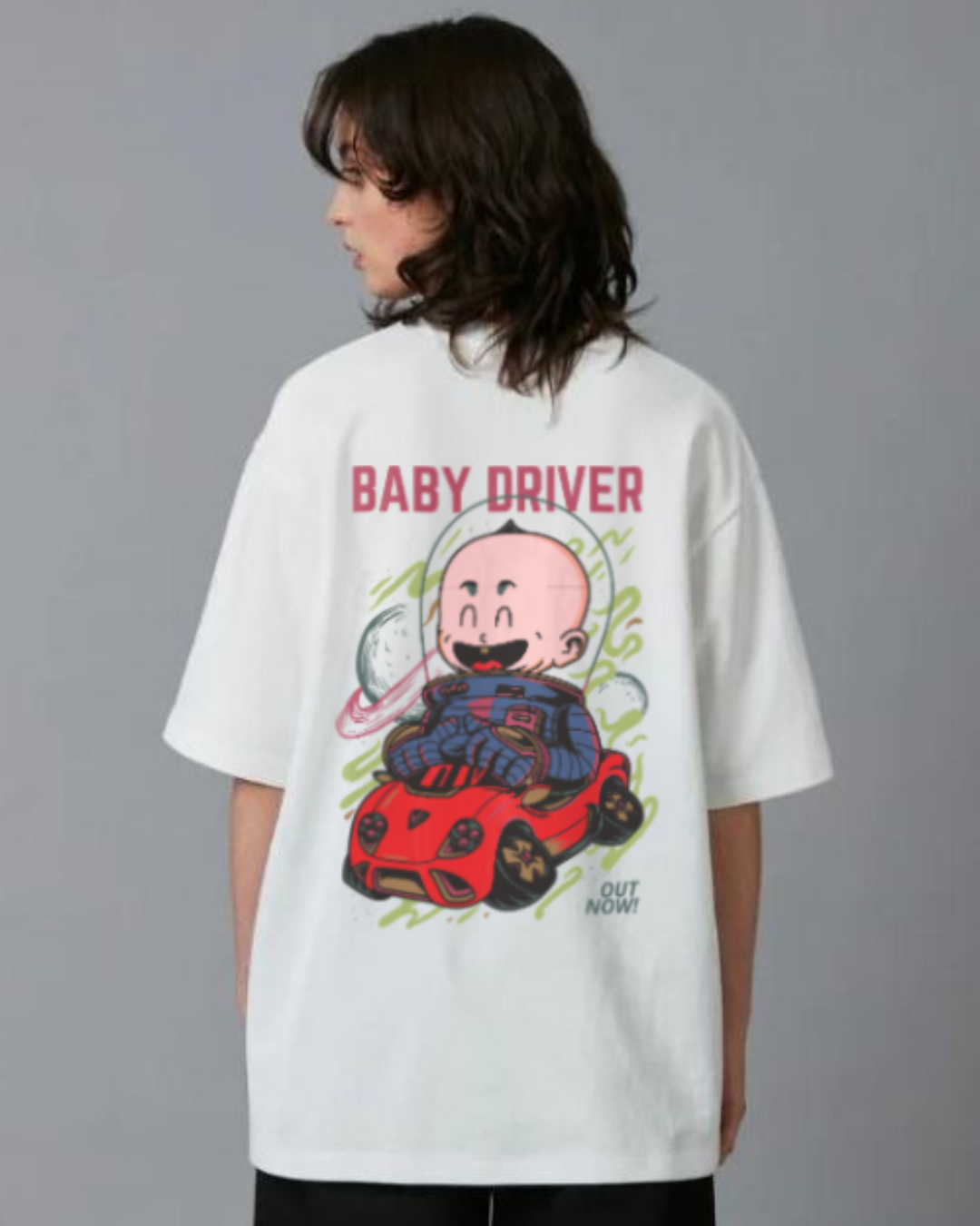 "Baby Driver X" Oversized T-Shirt White WPW165039